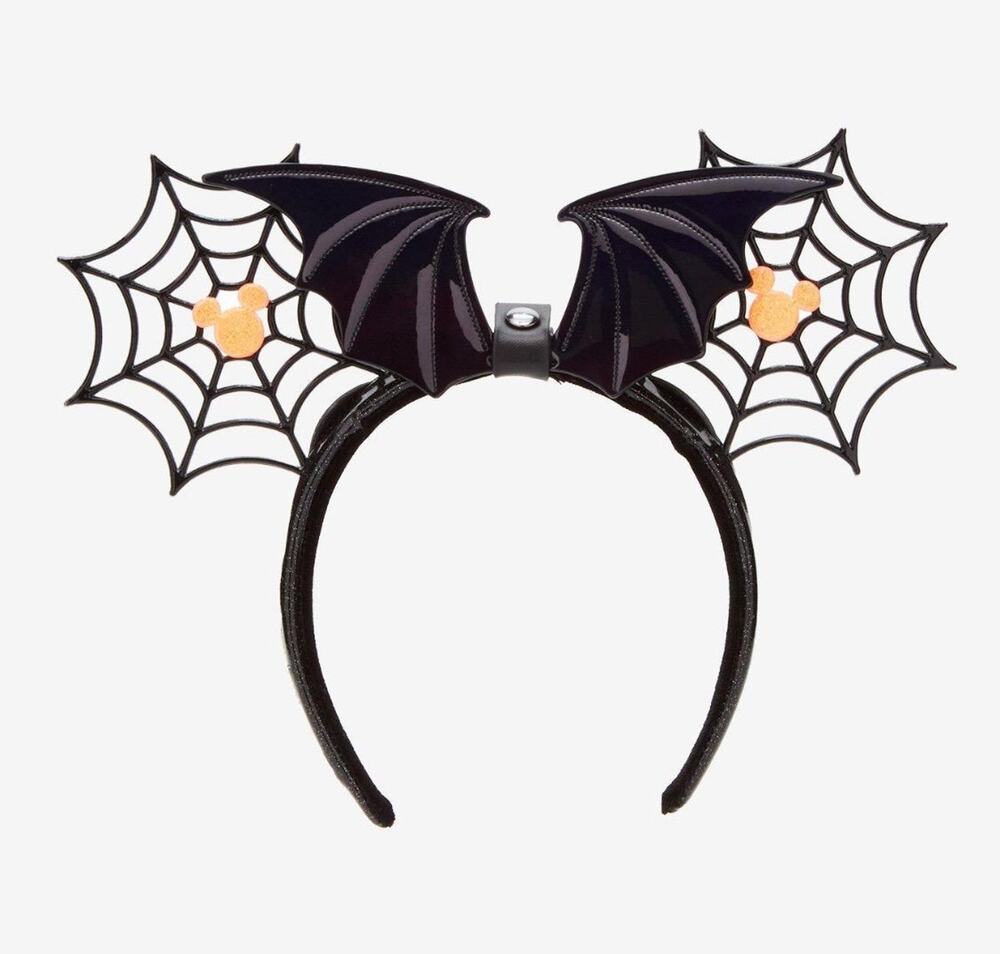 Loungefly Disney Halloween Spider web Ears with Removable  Bat Bow NWT